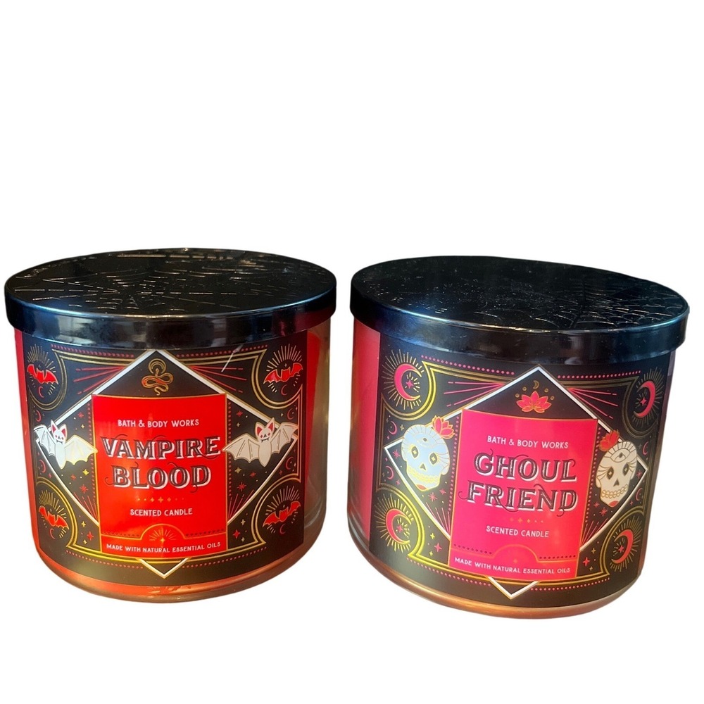 Bath & Body Works Halloween 3 Wick Candles Vampire Blood Ghoul Friend